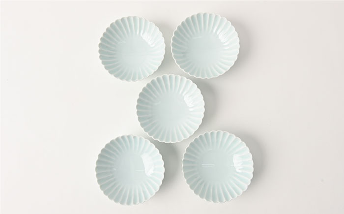 【波佐見焼】菊彫 青白釉 取鉢 (小) 小鉢 5個セット【福田陶器店】 [PA219]