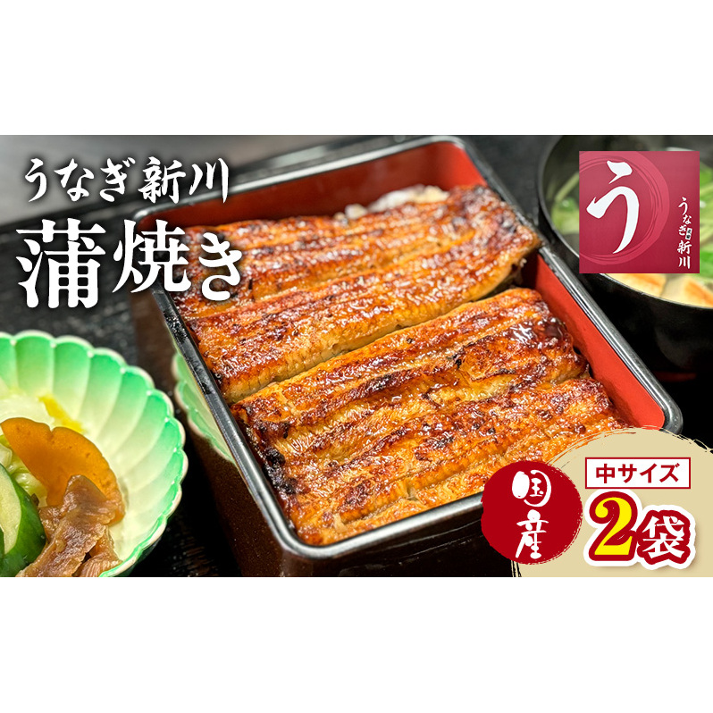 うなぎ新川 蒲焼き（国産中サイズ）2袋入り 鰻 うなぎ蒲焼 蒲焼 国産 国産うなぎ 三河一色産 タレ付き うな重 冷凍 成田市 千葉県