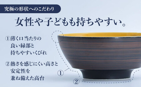 ＜有田焼＞究極のラーメン鉢レンゲセット 黒朱刷毛山吹釉 佐賀県/株式会社まるぶん[41APCD034]