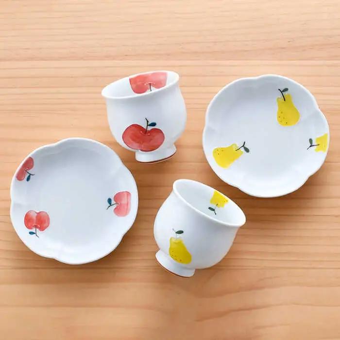 【波佐見焼】りんご・ラフランス ミニ コップ 湯呑 小皿 セット 食器 皿 【松幸陶芸】 [HB46] 波佐見焼