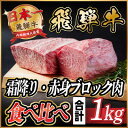 【ふるさと納税】飛騨牛　霜降り・赤身ブロック肉　食べ比べ　約1kg(各約500g)【配送不可地域：離島】【1530629】