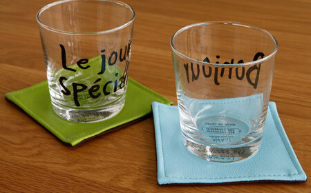 No.219-02 PVCレザーコースター「LEST」（ブラック）