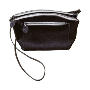 革・ダブルポシェット ラージ［チョコ］