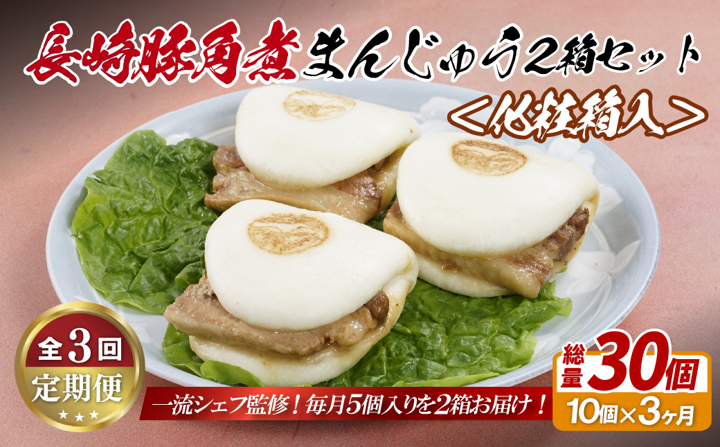
E328p 長崎豚角煮まんじゅう10個(5入を2箱)〈化粧箱入〉【3回定期便】
