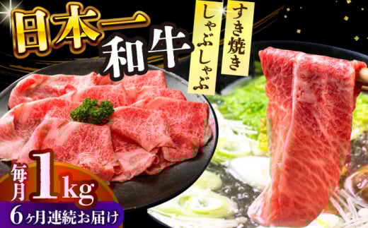 【全6回定期便】【A4～A5】長崎和牛しゃぶしゃぶすき焼き用（肩ロース肉・肩バラ・モモ肉）1kg(500g×2p)【株式会社 MEAT PLUS】 [DBS075]長崎和牛 和牛 国産 牛肉  しゃぶしゃぶ すき焼き 肩ロース 肩バラ モモ肉 1kg 500g 2パック6回定期便 定期便 6回