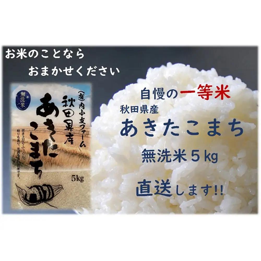 米 令和7年産 秋田県産あきたこまち 一等米 農家直送 無洗米5kg 内小友ファーム