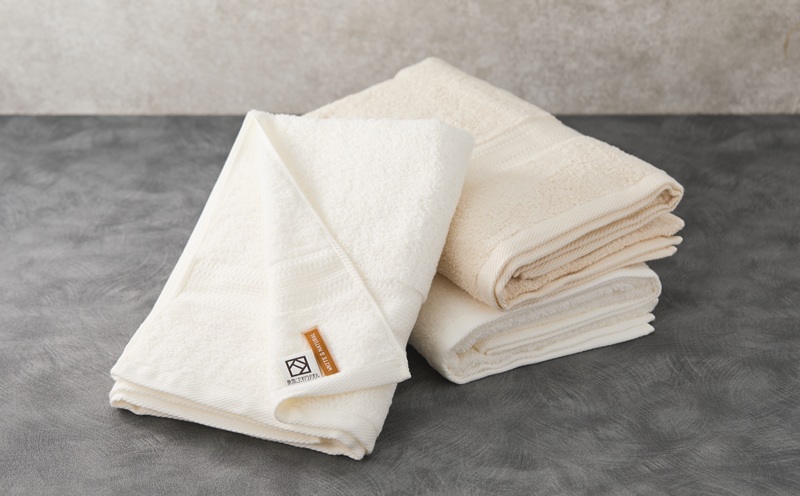 ホワイト＆ナチュラル バスタオル 3枚セット 015B238