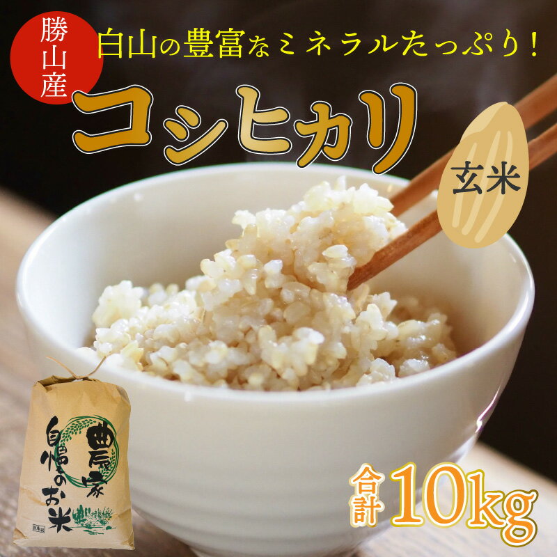 【ふるさと納税】令和7年産 コシヒカリ 玄米 10kg 福井県勝山市産｜白山の恵み 雪解け水育ち 甘みと粘り 冷めても美味しい おにぎり・お弁当