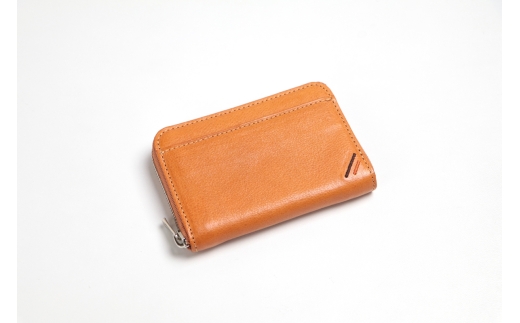 ラウンドファスナーミニ財布 キャラメル 牛革 (栃木レザー)｜エクセラ 小さい 小型 小銭 コイン カード ケース コンパクト 革財布 本革 レザー 革職人 デュアルライン [1240]