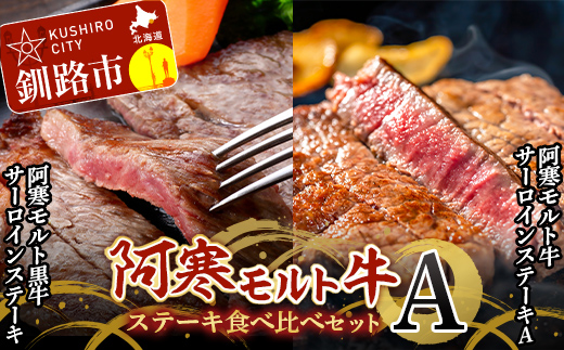 阿寒モルト牛ステーキ食べ比べセットＡ 牛 ステーキ サーロイン 釧路 肉 _F4F-4176