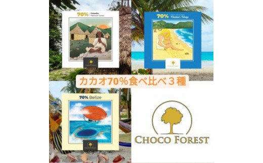 [カカオ70% ビーントゥバー チョコレート3種] 大人気のシングルオリジン食べ比べ｜スイーツ デザート 菓子 お菓子 洋菓子 紅茶 贈答用 贈り物 ギフト プチギフト プレゼント 手土産 おやつ 小