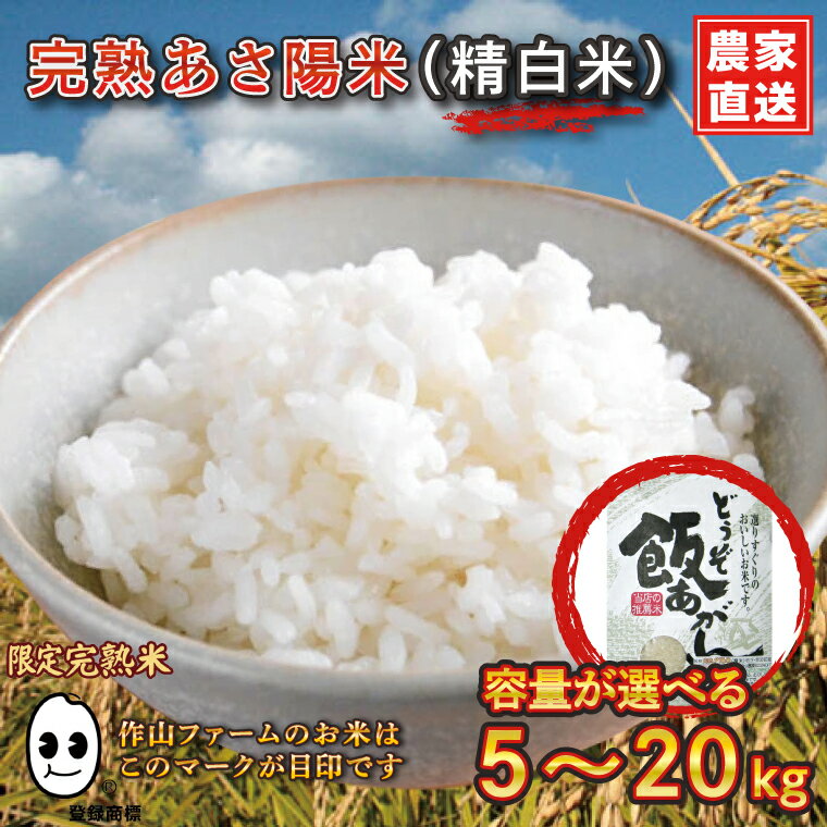 【ふるさと納税】＼ 新米 先行予約 令和7年産 ／ 完熟あさ陽米 (精白米) 5kg 10kg 20kg ひとめぼれ 特別栽培米 生産農家直送 (CP028 | CP029 | CP030)