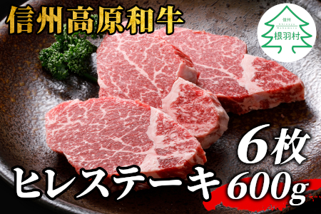 信州高原和牛 ヒレステーキ6枚 600g ( 100g×6 ) 40000円 