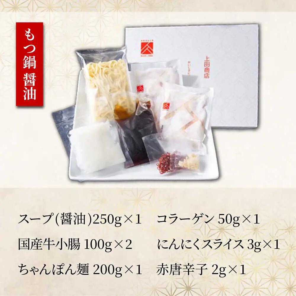 「上田商店」博多もつ鍋(醤油・白味噌/各2人前)＆水炊き(2-3人前)[BGAD053]