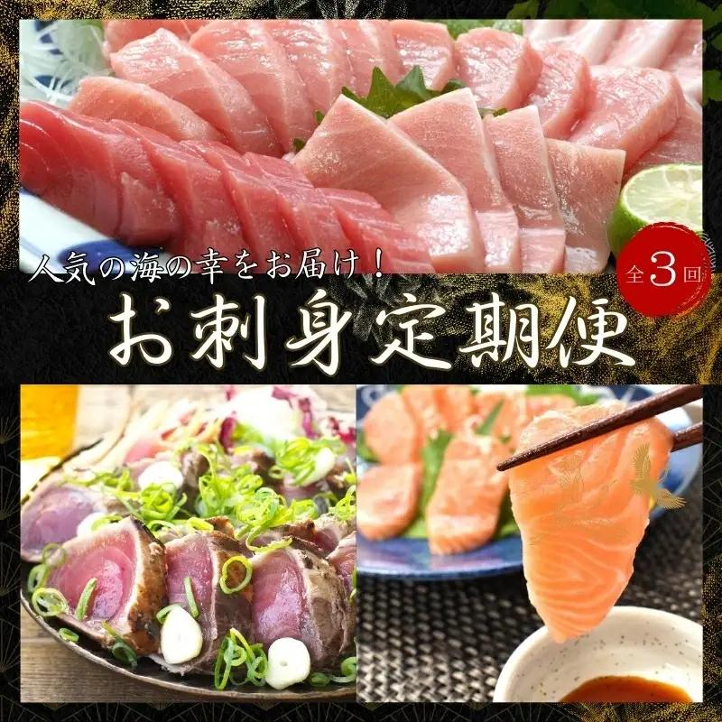 【3回定期便】お刺身定期便 王道 鰹たたき 本マグロ サーモン【tkb385-2】
