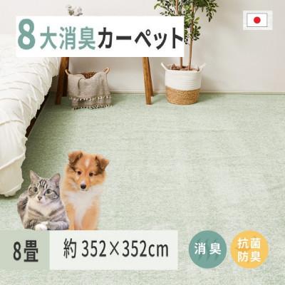 ふるさと納税 泉大津市 ペットにやさしい　8大消臭・抗菌カーペット　グリーン　1枚　8帖　600094880