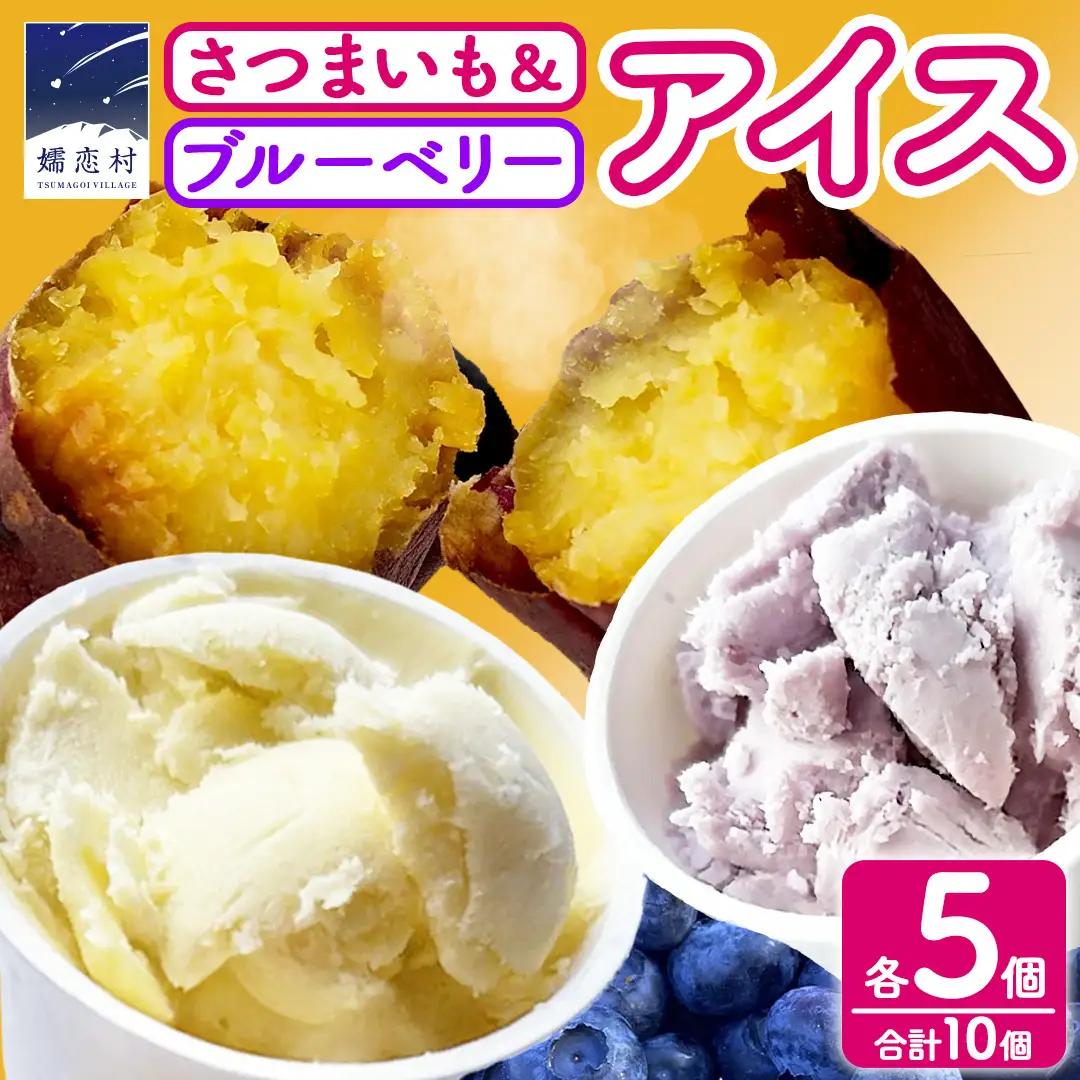 嬬恋村 の 農園 アイス 食べ比べセット 10個入（ さつまいも ・ ブルーベリー 各5個 ） [AT023tu]