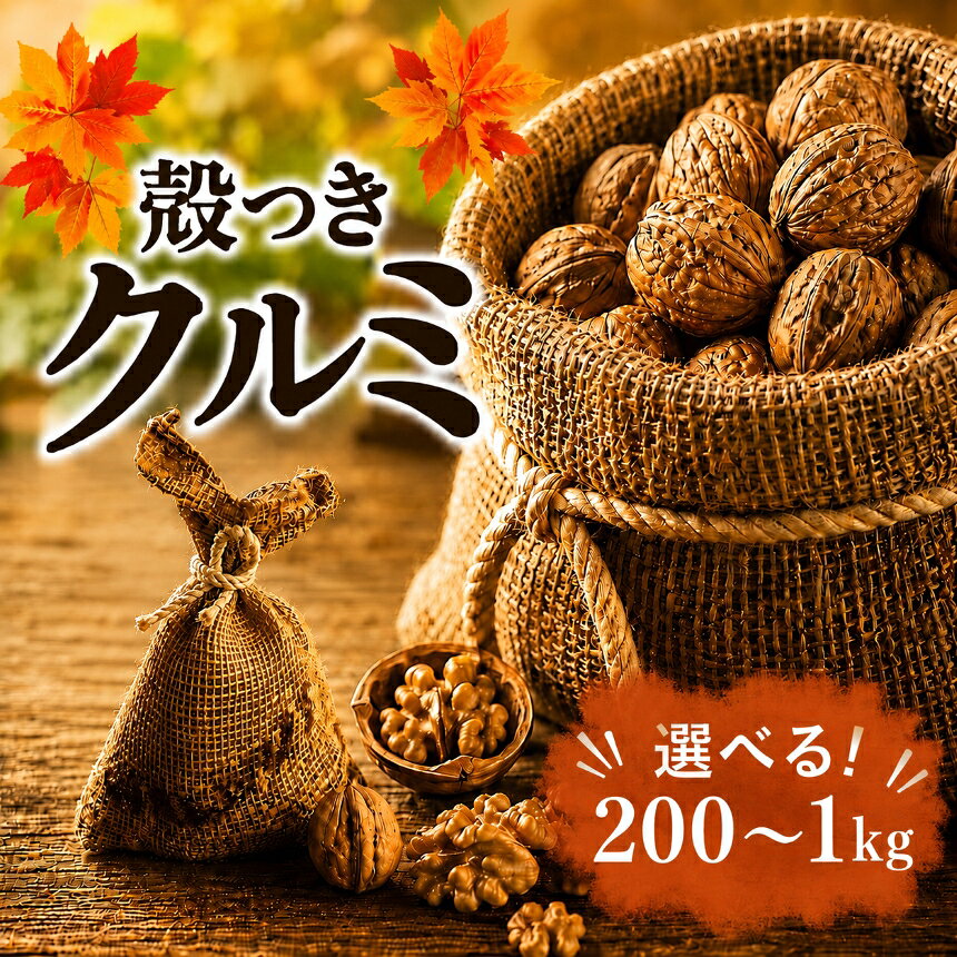 【ふるさと納税】【2025年秋収穫】 選べる内容量♪ 殻つきクルミ 200g ～ 1kg 《農薬・化学肥料 栽培期間中不使用》 ｜ くるみ クルミ 胡桃 殻つき プレゼント ギフト くるみっくる 塩尻市 長野県