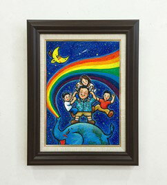【ふるさと納税】K121 ご家族の肖像童画　F4号【徳 治昭 童画 原画 絵 絵画 額 キャラクター 大阪 八尾市】