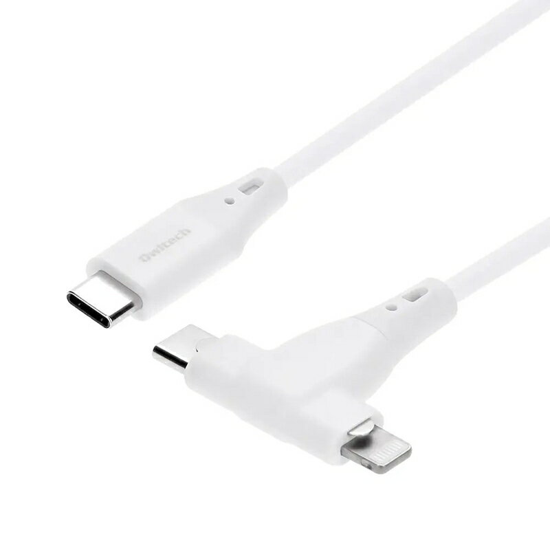 【ふるさと納税】 PD60W充電/データ転送対応超柔らかな2 in 1タイプ Type-C to Type-C/Lightning ケーブル OWL-CBSCLC10-WH【 ガジェット 海老名市 】