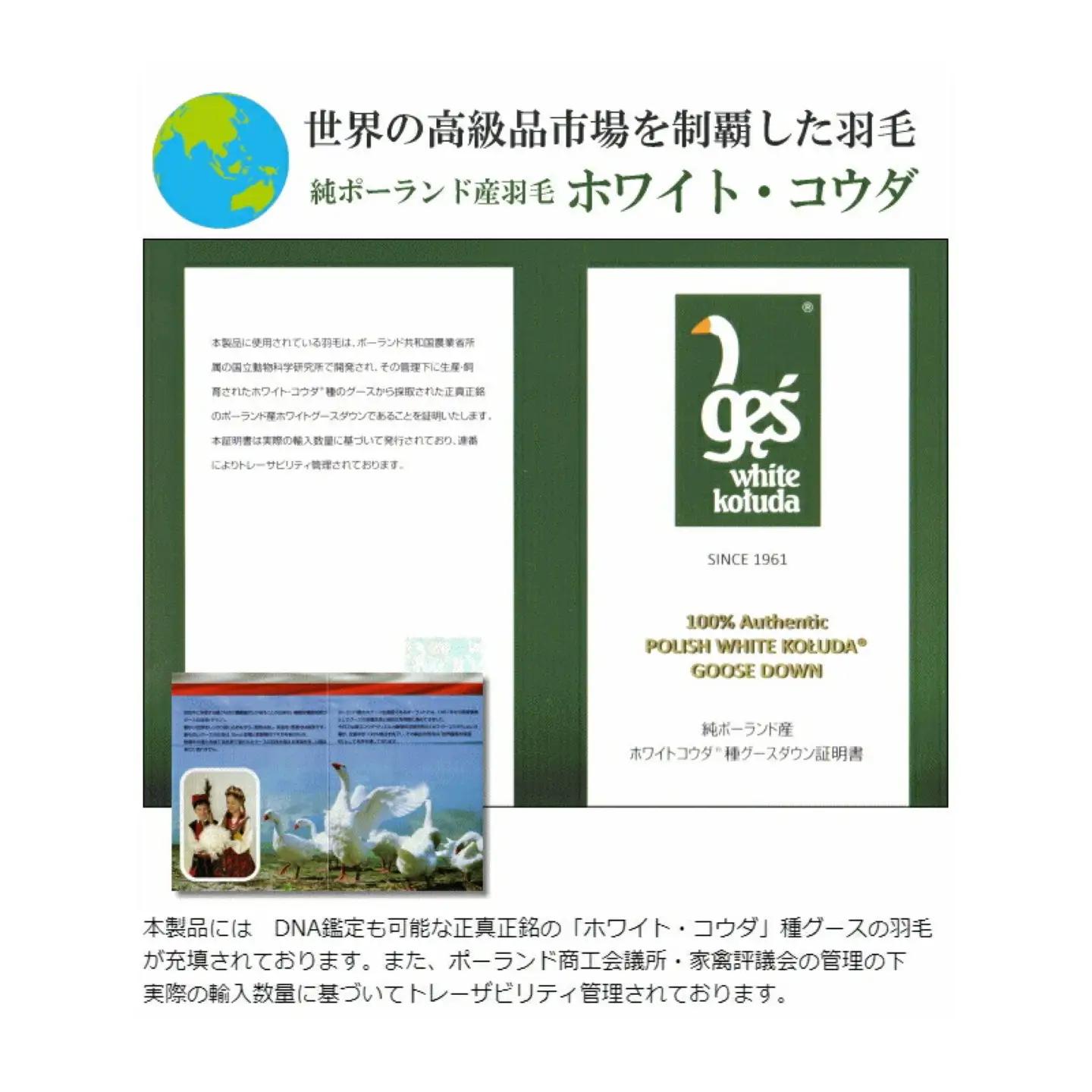 ダブル【プレミアムゴールドラベル】コウダ種ポーランドマザーグース95%羽毛【新津】｜ 肌掛け
