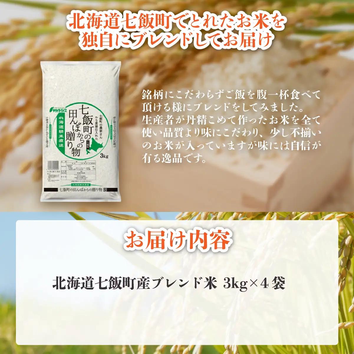 令和7年産（2025年産） 七飯町の田んぼからの贈り物3kg×4 NAAQ010