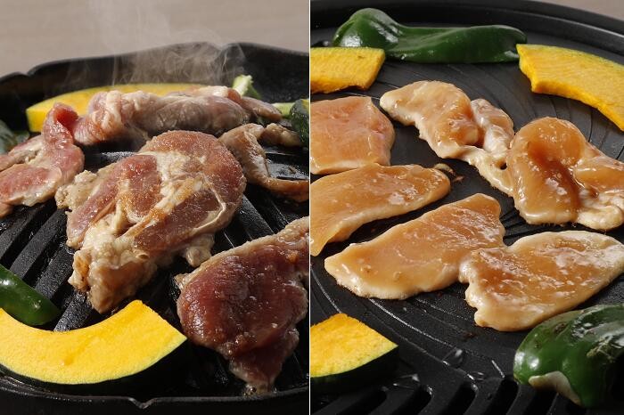 一度食べたらやみつきに！村のお肉屋さんの羊鶏セット[Q1-8B]
