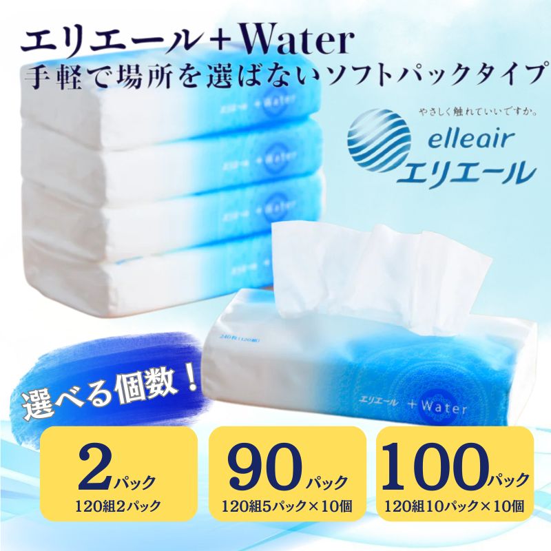 【ふるさと納税】ティッシュ エリエール +Water プラスウォーター ソフトパック 選べる個数 ( 90個 or 100個 or 2個 ) セット ティッシュペーパー ティシュー 備蓄 防災 花粉 肌 保湿 保湿ティッシュ 日用品 消耗品 静岡 静岡県 島田市
