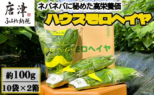 ハウスモロヘイヤ 100g×10袋×2箱 ネバネバ 高栄養価（βカロテン/各種ビタミン/カルシウム/カリウム/葉酸など) 定番おひたし 和洋中の各種スープ 色んなお料理のソースにも 野菜 ねばねば