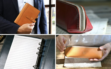 本革バイブルサイズシステム手帳（15mmリング）とバゲットペンケースセット グレージュ 滋賀県長浜市/株式会社ブラン・クチュール[AQAY469]