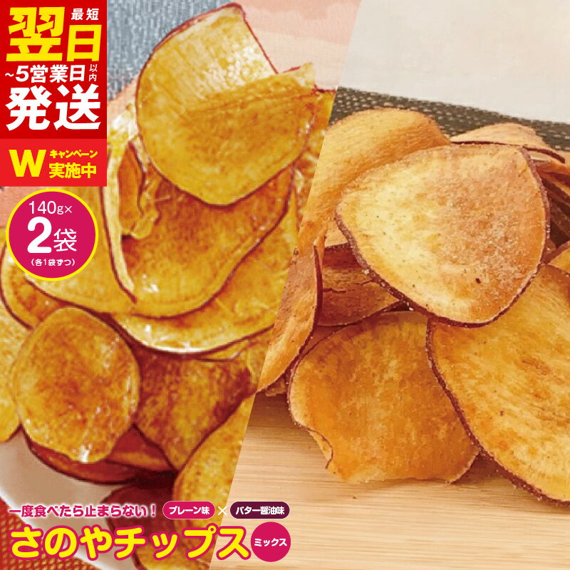 【ふるさと納税】さのやチップス ミックス（プレーン／バター醤油）140g×2パック 芋匠さのや 人気メニュー 最短 翌日発送 5営業日 大阪府 泉佐野市 送料無料 さのやCP