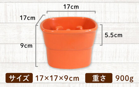 美濃焼　陶器製ペット用フードボウル【早食い防止 高台フードボウル(大/オレンジ)pet111】【1427440】