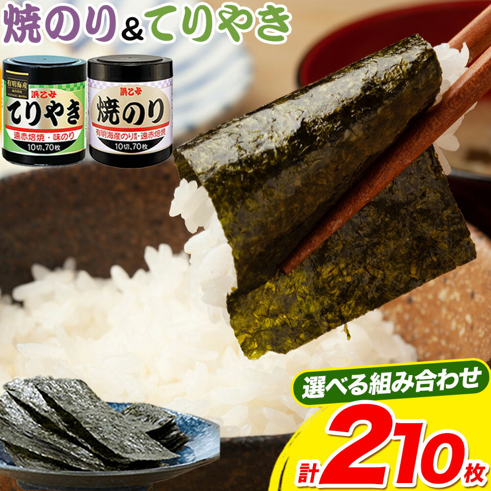 【ふるさと納税】毎日のごはんをもっと楽しく♪ 国産海苔使用 味海苔 焼きのり 味のりてりやき ( 10切70枚 ) 海苔210枚 選べる組み合わせ 浜乙女《30日以内に出荷予定(土日祝除く)》三重県 東員町 国産 ごはんのお供 白米 寿司 大容量 家庭用 ご飯 おにぎり お弁当 常備用