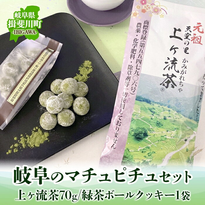 【ふるさと納税】岐阜のマチュピチュセット 揖斐特別支援学校 お菓子付き 天空の里 上ヶ流茶 煎茶 緑茶 冷茶 ティータイム 緑茶クッキー ボールクッキー 焼き菓子 手作り お茶請け 詰め合わせ セット ギフト 贈り物 岐阜県 揖斐川町