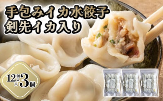 「人気・手包みイカ水餃子」【12個入】×3パック 剣先イカ専門店オリジナル