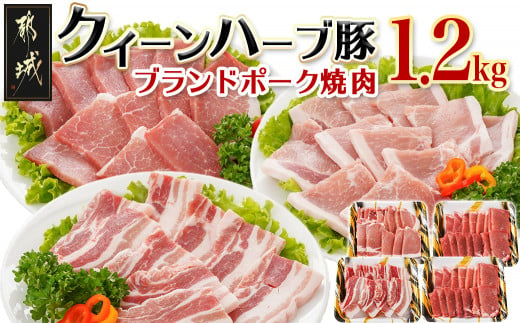 
「クイーンハーブ豚」焼肉1.2kgセット_11-2903_(都城市) ブランドポーク バラ ロースまたは肩ロース ウデ・モモ 焼き肉用カット BBQ バーベキュー
