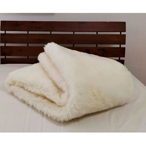 ＜ダブル＞洗えるふわふわウールファー敷毛布　140×205cm　アイボリー　WH-280