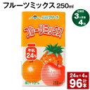 【ふるさと納税】【定期便】【3ヶ月毎4回】フルーツミックス 250ml 24本 計96本（24本×4回） ミックスジュース らくのうマザーズ フルーツ牛乳 フルーツ ジュース りんご パイナップル オレンジ みかん 紙パック 熊本県産 国産 九州 熊本県 菊池市 送料無料