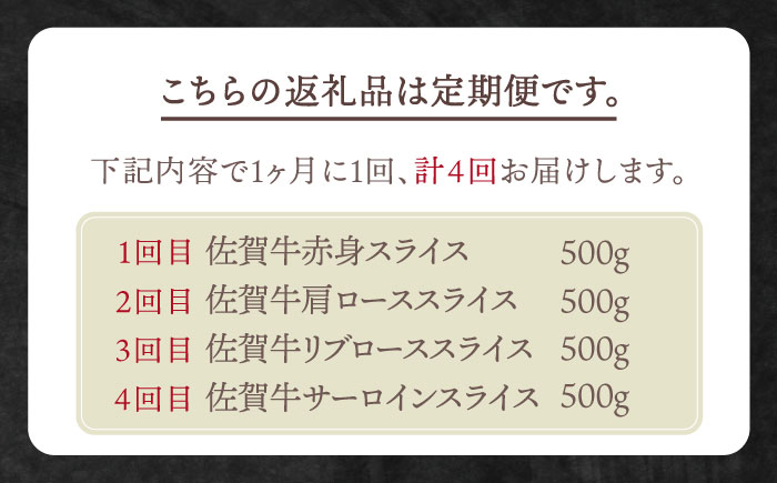 【全4回定期便】佐賀牛 月替わりスライス定期【田中畜産牛肉店】 [HBH075]