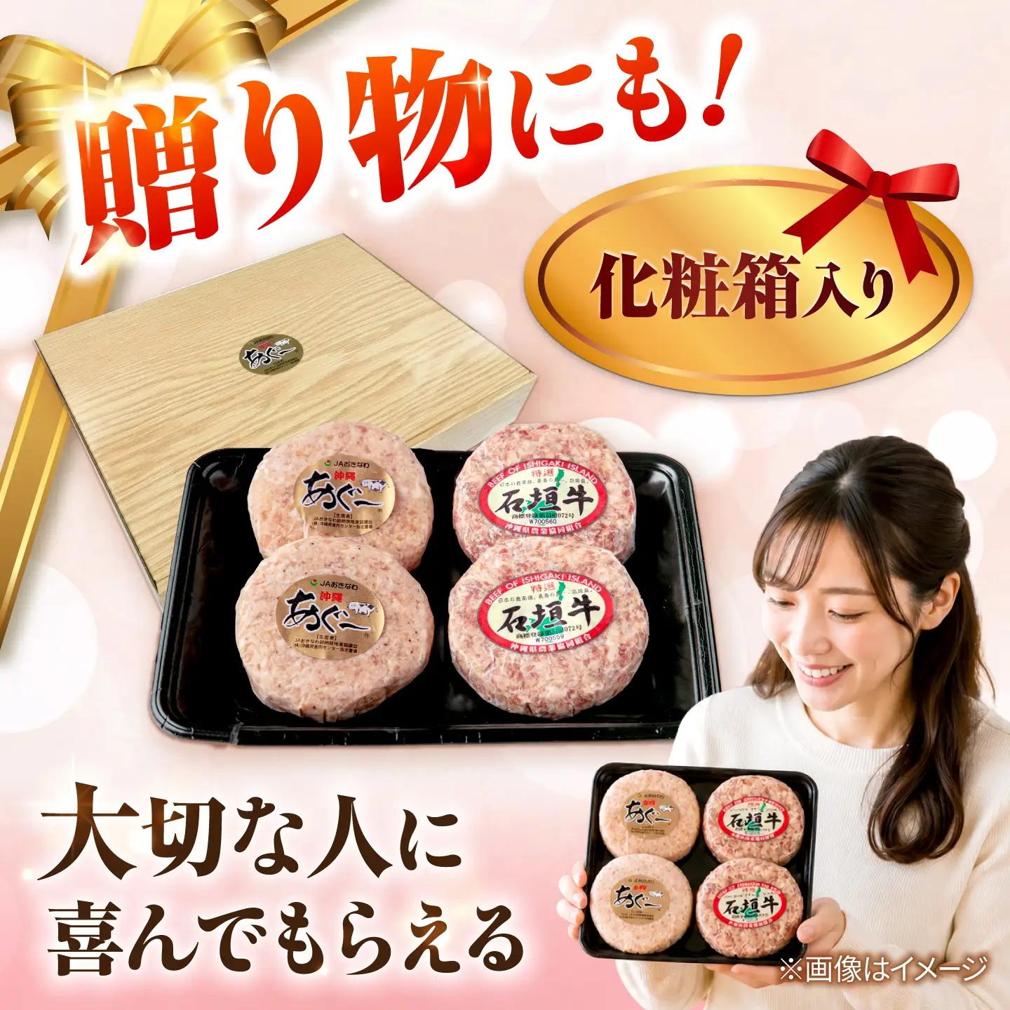 あぐー豚・石垣牛ハンバーグ セット 計400g 冷凍ハンバーグ 石垣牛 BCAZ008