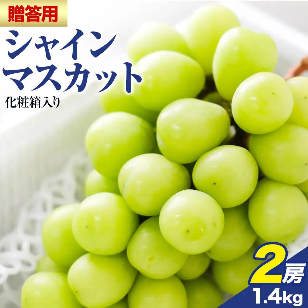 贈答用 フルーツ王国 岡山県産 シャインマスカット 化粧箱入り 2房