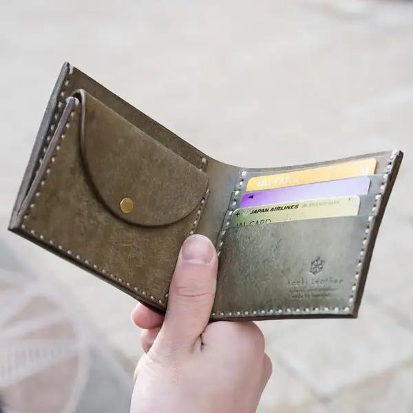 豊岡財布 haaki Leather 二つ折り財布（HLW301）グリージオ