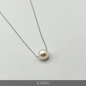 1665　K10WG　アコヤ真珠　スルーペンダント　8㎜アップ