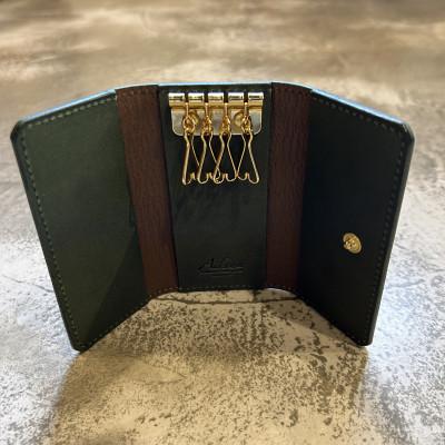 ふるさと納税 大木町 イタリアンバケッタレザーの三つ折りキーケース/グリーン　BK056 |  | 01