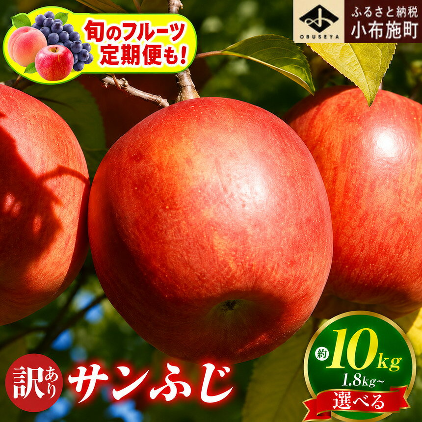 【ふるさと納税】 先行予約 選べる 【訳ありサンふじ単品】 約1.8kg 3kg 5kg 10kg 【秀品りんご 3回定期便】 【旬 フルーツ 定期便3 4 5 6 10回】 ［小布施屋］ りんご 林檎 果物 白桃 シャインマスカット ぶどう フルーツ 長野県 小布施町 家庭用 デザート