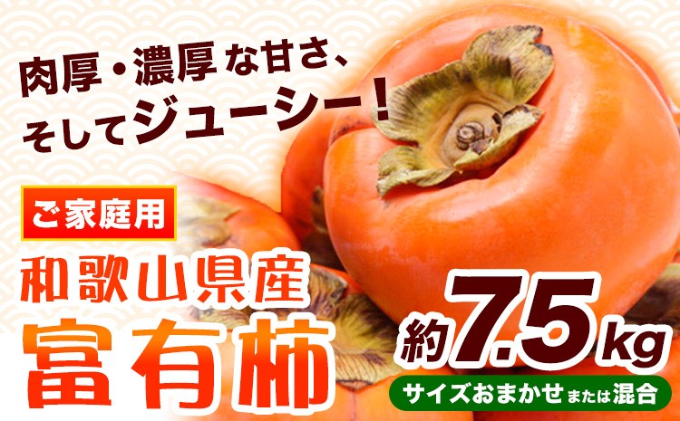 
                  【先行予約】柿 富有柿〈ご家庭用〉和歌山産 富有柿 約 7.5kg サイズおまかせ または 混合 厳選館 《2026年11月上旬-12月上旬頃出荷》 和歌山県 日高川町 柿 カキ かき ジューシー フルーツ
                