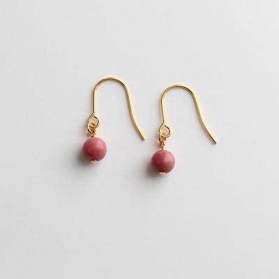 ふるさと納税 野田村 バラ輝石　ピアス(ゴールド)