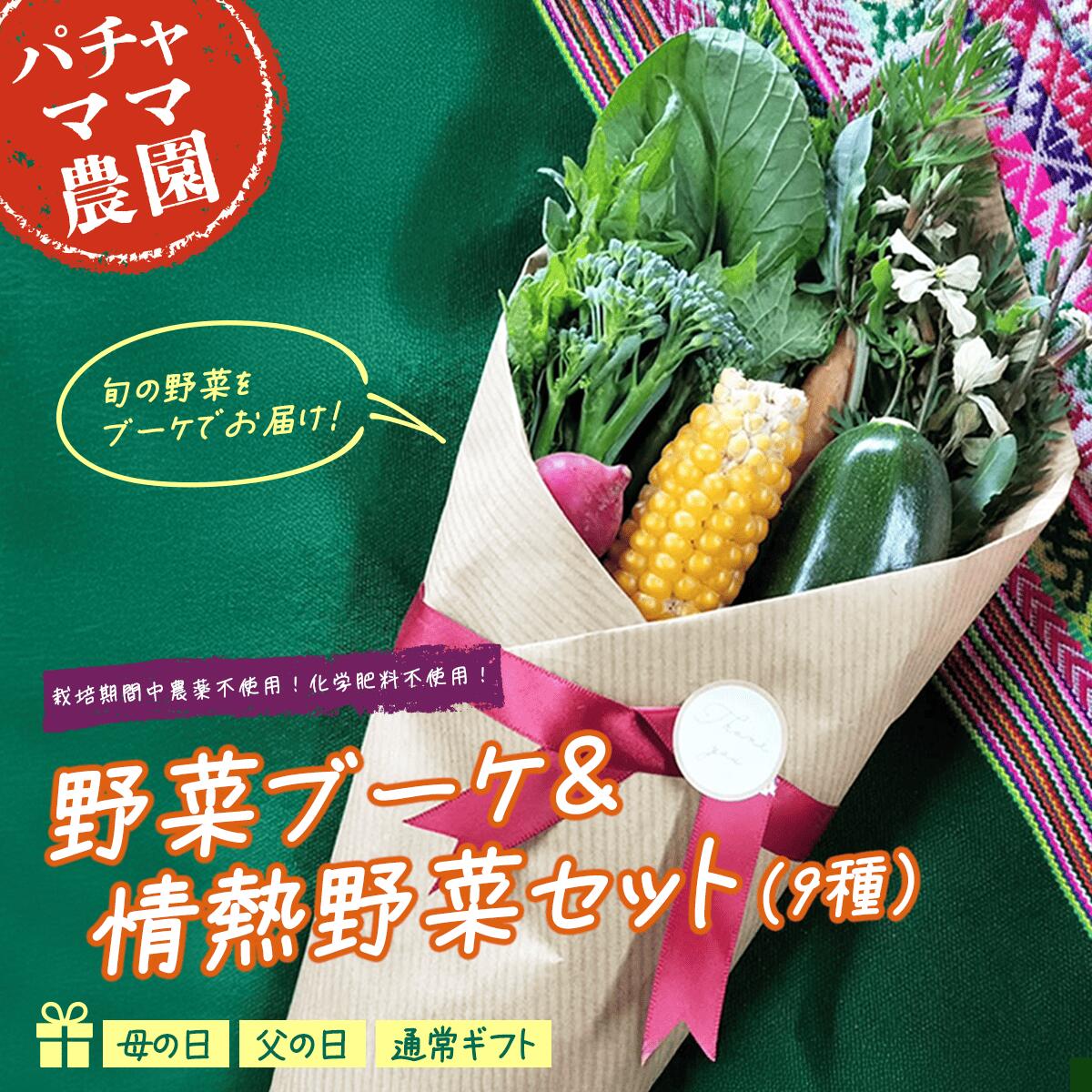 【ふるさと納税】野菜 ブーケ セット 贈答用 母の日 父の日 選べる 野菜 ブーケ 詰め合わせ お任せ 季節物 セット ギフト プレゼント 野菜ブーケ ＆ 情熱野菜 セット（ 9品 ）