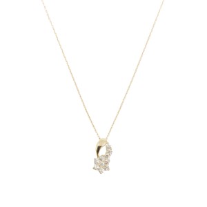 18金製 ハート＆キューピッドダイヤ 0.2ct Happy 10th Diamond ネックレス【1476447】