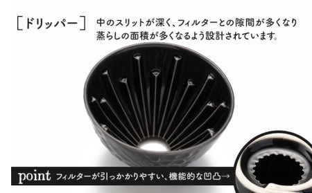 【美濃焼】peninsula -ペニンシュラ- 花びらレリーフ コーヒードリッパー・ポット セット ブラック【九左コンフィデンシャル】キッチン雑貨 珈琲 コーヒー ドリッパー ポット セット ティータ